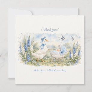 Tarjeta De Agradecimiento Ducha de bebé Madre Gansa Zorroglove Azul