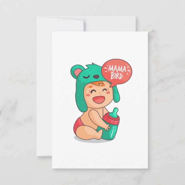Tarjeta De Agradecimiento ducha de bebé mamá pájara (Anverso)