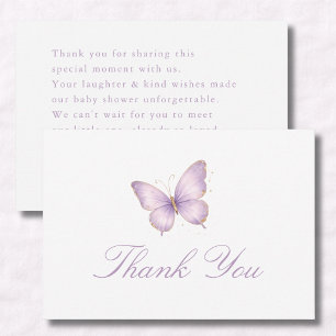 Tarjeta De Agradecimiento Ducha de bebé Mariposa Morada Pequeña en Camino