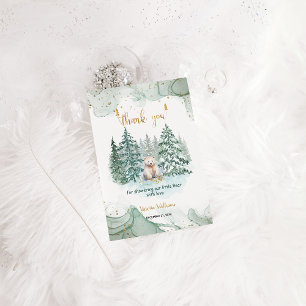 Tarjeta De Agradecimiento Ducha de Bebé Minimalista de Oso Polar de Invierno