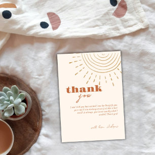 Tarjeta De Agradecimiento Ducha de bebé Modern Boho Aquí viene el hijo