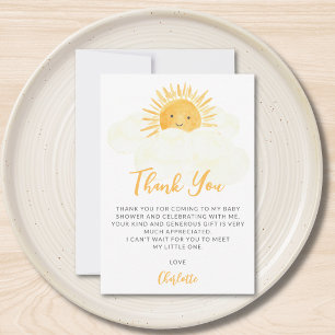 Tarjeta De Agradecimiento Ducha de Bebé Neutra en Género Pequeño Rayo de Sol