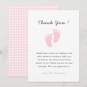 Tarjeta De Agradecimiento Ducha de bebé niña con huella de bebé adorable