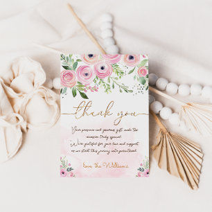 Tarjeta De Agradecimiento Ducha de bebé niña floral rosa rubor
