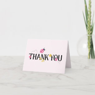 Tarjeta De Agradecimiento Ducha de Bebé Niña Mariquita Rosa
