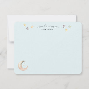Tarjeta De Agradecimiento Ducha de bebé niño azul Luna y Estrellas Celestial