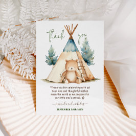 Tarjeta De Agradecimiento Ducha de bebé niño camping oso aventura