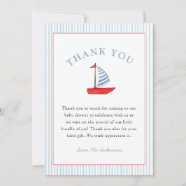 Tarjeta De Agradecimiento Ducha de bebé niño de barco náutico lindo