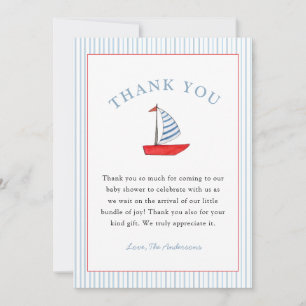 Tarjeta De Agradecimiento Ducha de bebé niño de barco náutico lindo