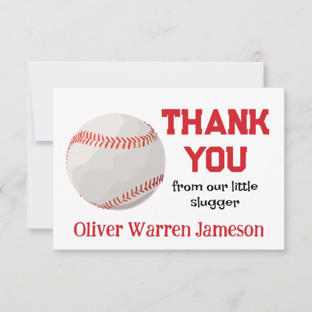 Tarjeta De Agradecimiento Ducha de Bebé Niño de Béisbol (Anverso)