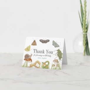 Tarjeta De Agradecimiento Ducha de Bebé Niño Insectos Hongos Pequeño Bicho
