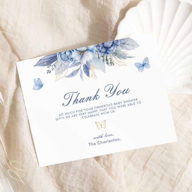 Tarjeta De Agradecimiento Ducha de bebé niño mariposa pequeña (Subido por el creador)