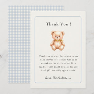 Tarjeta De Agradecimiento Ducha de bebé niño oso de peluche vintage