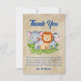 Tarjeta De Agradecimiento Ducha de Bebé Niño Safari Animales de la Jungla Tr