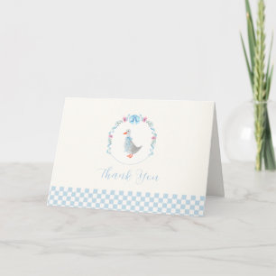 Tarjeta De Agradecimiento Ducha de bebé niño Silly Goose Bosque de Gingham A
