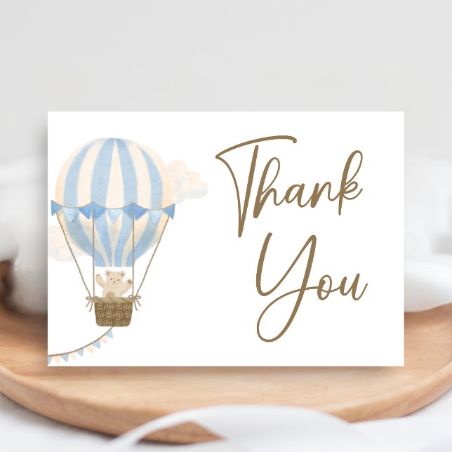 Tarjeta De Agradecimiento Ducha de Bebé Oso Boho Azul (Oh Baby Bear Baby Shower Thank You Card)