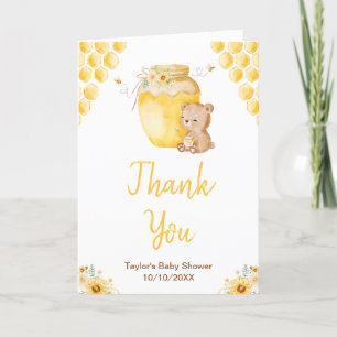 Tarjeta De Agradecimiento Ducha de Bebé Oso de Miel