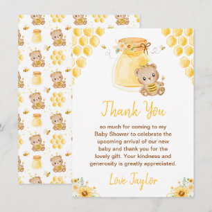 Tarjeta De Agradecimiento Ducha de Bebé Oso de Miel