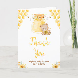 Tarjeta De Agradecimiento Ducha de Bebé Oso de Miel