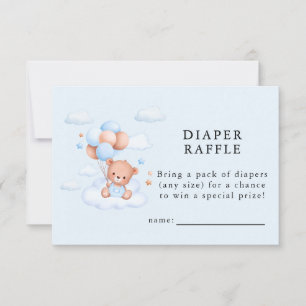 Tarjeta De Agradecimiento Ducha de Bebé Oso Teddy Niño Azul