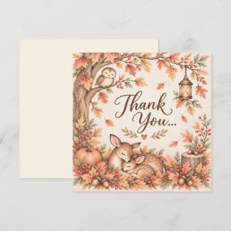 Tarjeta De Agradecimiento Ducha de Bebé Otoño Bosque - Ciervo Bebé