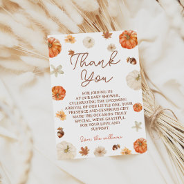 Tarjeta De Agradecimiento Ducha de bebé otoño floral boho calabaza