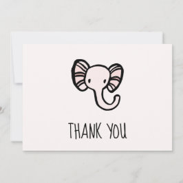 Tarjeta De Agradecimiento Ducha de bebé para elefante rosa lindo