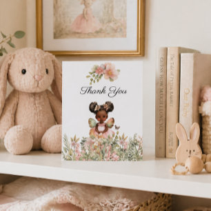 Tarjeta De Agradecimiento Ducha de Bebé para la Hada Infantil Afroamericana
