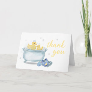 Tarjeta De Agradecimiento Ducha de bebé Pato de Goma Amarillo Mamá Bañera