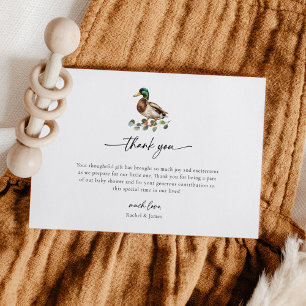 Tarjeta De Agradecimiento Ducha de Bebé Pato Mallard Rústico Patito