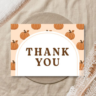 Tarjeta De Agradecimiento Ducha de Bebé Pequeña Calabaza de Otoño