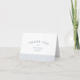 Tarjeta De Agradecimiento Ducha de bebé personalizada a rayas azul Seersucke
