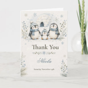 Tarjeta De Agradecimiento Ducha de Bebé Pingüino