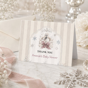 Tarjeta De Agradecimiento Ducha de Bebé Princesa Cisne Pequeño de Invierno