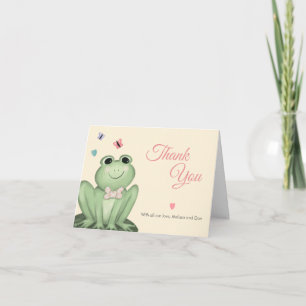 Tarjeta De Agradecimiento Ducha de Bebé Rana Crema Caprichosa