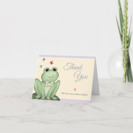 Tarjeta De Agradecimiento Ducha de Bebé Rana de Crema Caprichosa Lavanda