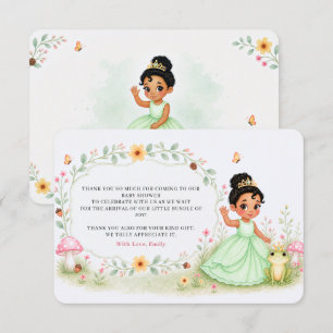 Tarjeta De Agradecimiento Ducha de Bebé Rana Princesa Acuarela Floral