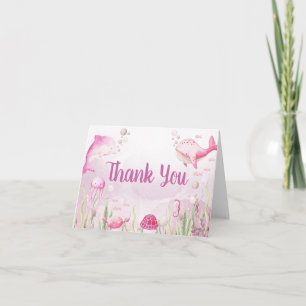 Tarjeta De Agradecimiento Ducha de bebé rosa bajo el mar