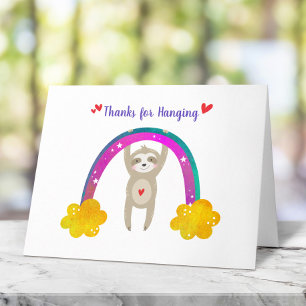 Tarjeta De Agradecimiento Ducha de Bebé Sloth Neutro en Género Boho Arcoíris