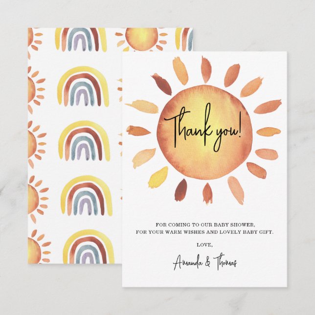 Tarjeta De Agradecimiento ducha de bebé sunshine (Anverso / Reverso)