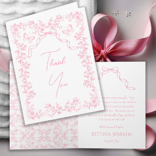 Tarjeta De Agradecimiento Ducha de bebé Toile de Jouy Chinoiserie Mariposas