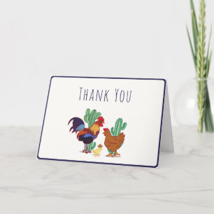Tarjeta De Agradecimiento Ducha de bebé vaquero campestre gallo gallina cact