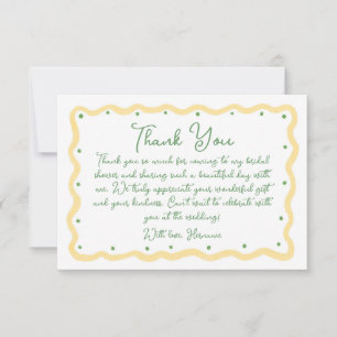Tarjeta De Agradecimiento Ducha de Boda Amarillo Verde Caprichosa Pintada a