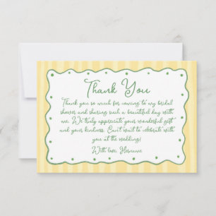 Tarjeta De Agradecimiento Ducha de Boda Amarillo Verde Caprichosa Pintada a