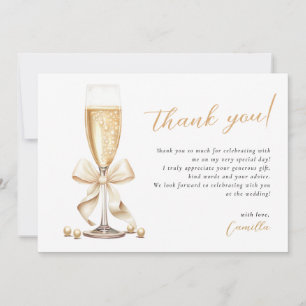 Tarjeta De Agradecimiento Ducha de boda Perlas y Prosecco Gold
