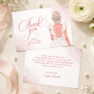 Tarjeta De Agradecimiento Ducha de Boda Rose Gold Sparkle
