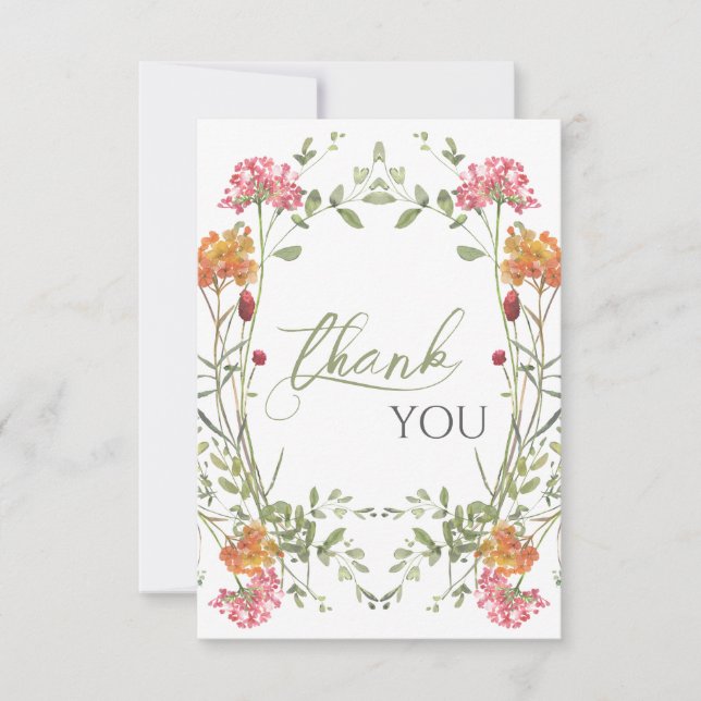 Tarjeta De Agradecimiento Ducha de flores de pradera acuarela para bebé (Anverso)