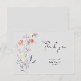Tarjeta De Agradecimiento Ducha de flores silvestres gracias bebé