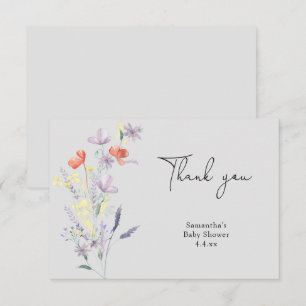 Tarjeta De Agradecimiento Ducha de flores silvestres gracias bebé