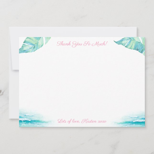 Tarjeta De Agradecimiento Ducha De Matrimonio Turquesa Y Rosa (Anverso)
